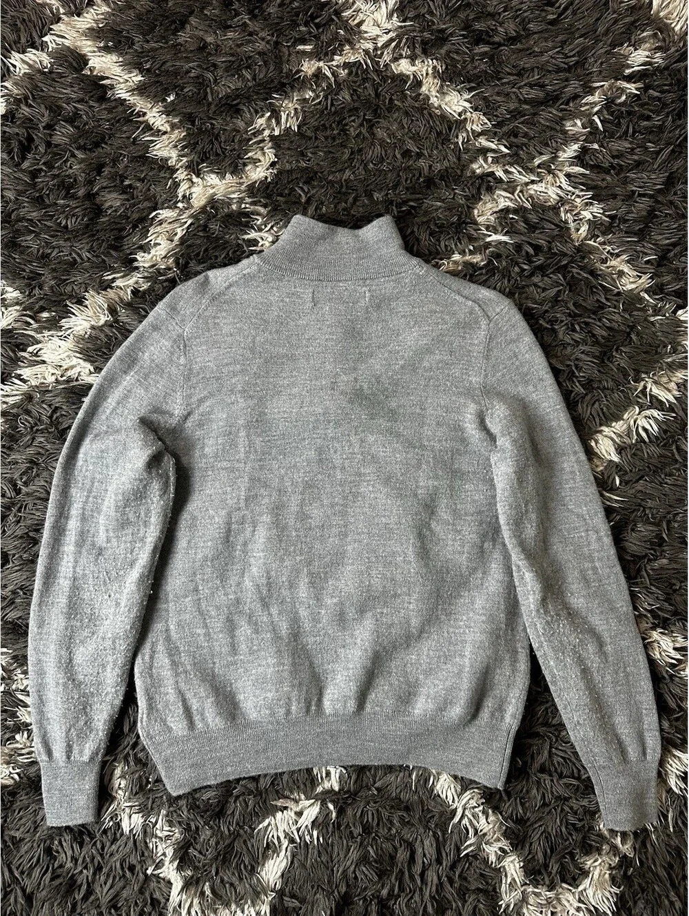 Christian Lacroix 100% Extrafine Merino Wool 1/4 Zip Sweater Gray Mens Medium